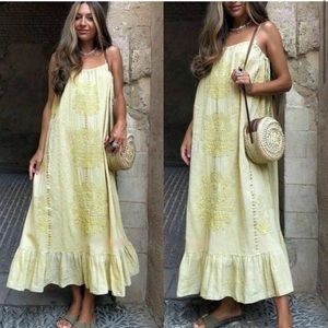NWOT Zara Embroidered Maxi Dress XS